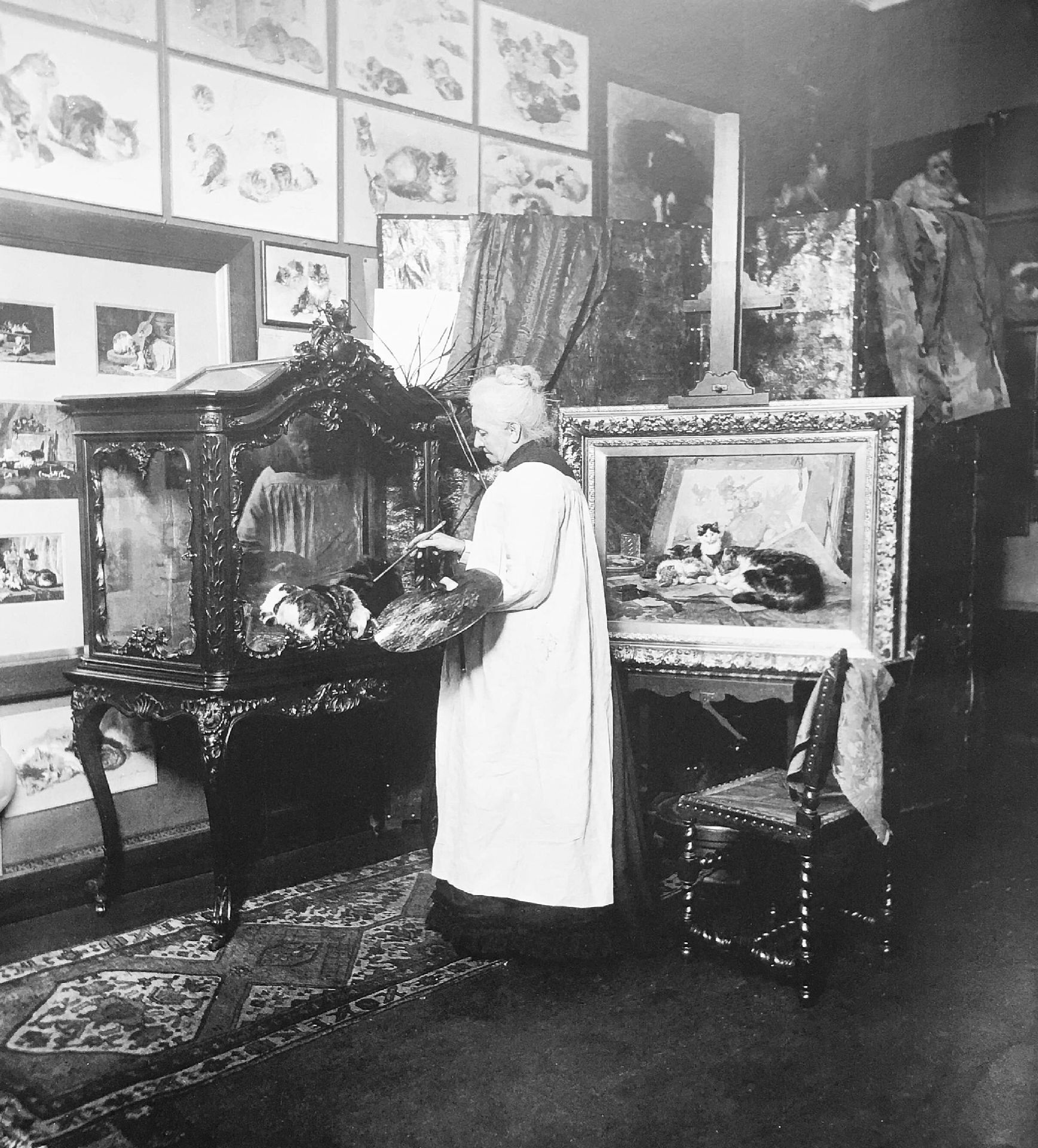 Portret van kunstenaar, kunstschilder, aquarellist, tekenaar en graficus Henriette Ronner-Knip