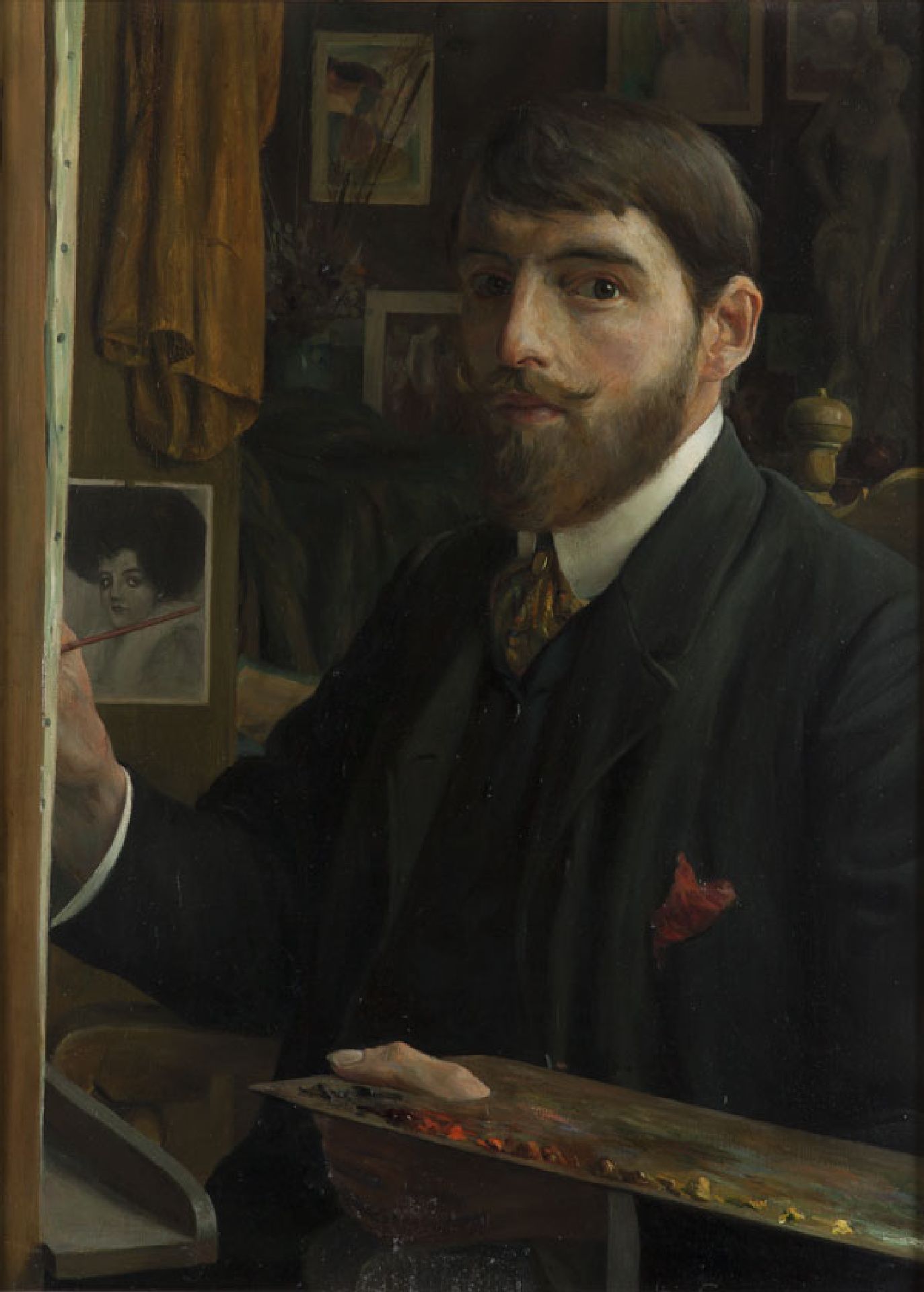 Portret van kunstenaar, kunstschilder, aquarellist en tekenaar Leendert 'Leo' Gestel