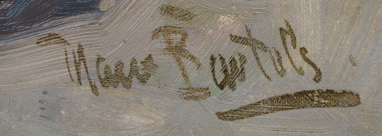 Hans von Bartels signaturen Mijmering: vissersvrouw met kind op het strand van Katwijk