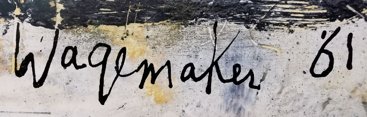 Jaap Wagemaker signaturen Abstract in geel en zwart