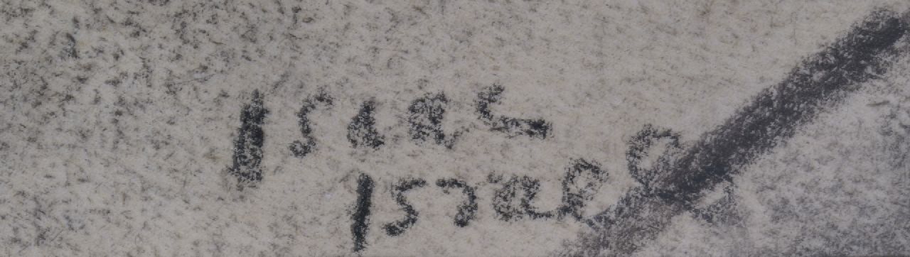 Isaac Israels signaturen Scheveningse vissersvrouwen op de boulevard; verso: Drie vissersvrouwen
