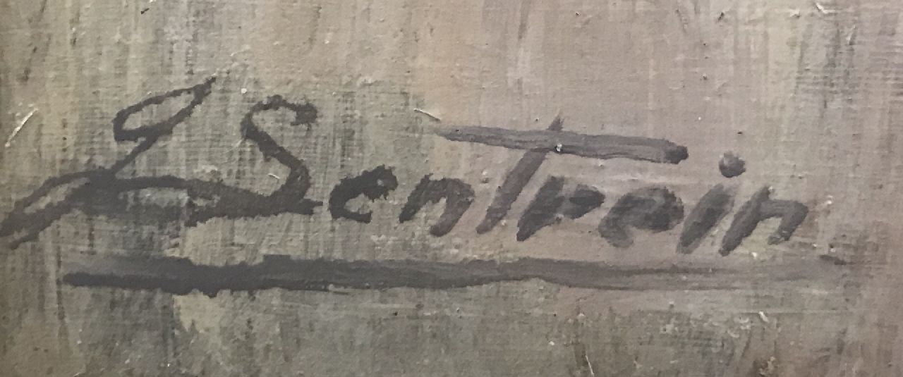 Jules Lentrein signaturen Meisje, spelend op het strand