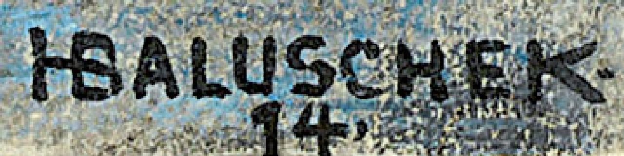 Hans Baluschek signaturen Paartje op een brug