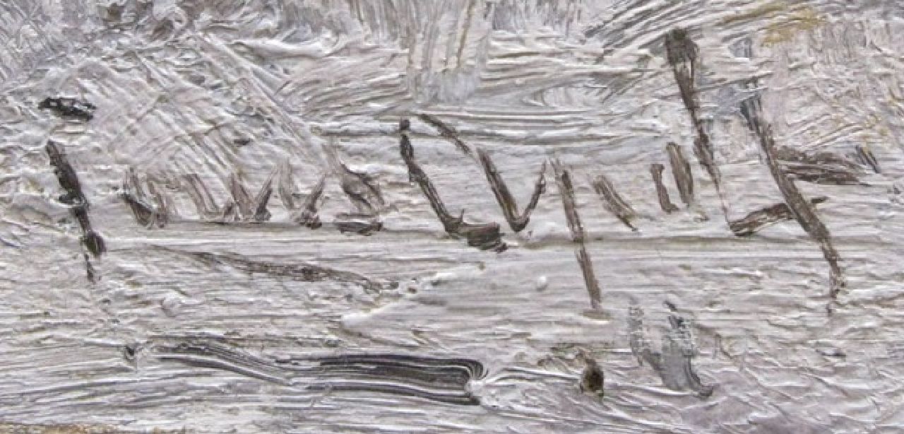 Louis Apol signaturen Beekje in besneeuwd bos