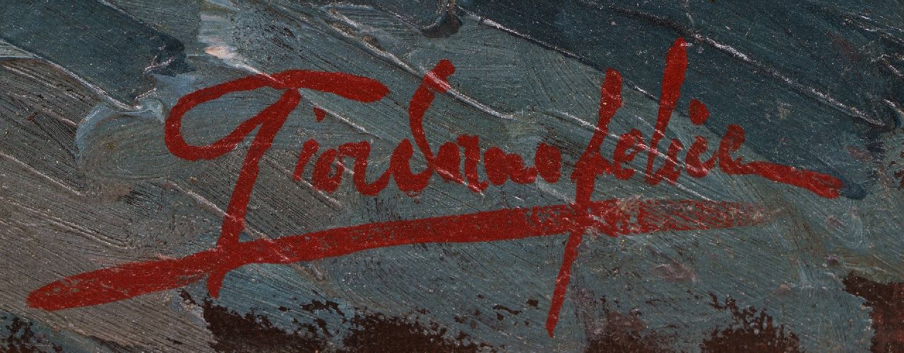 Felice Giordano signaturen Draaimolen bij avond