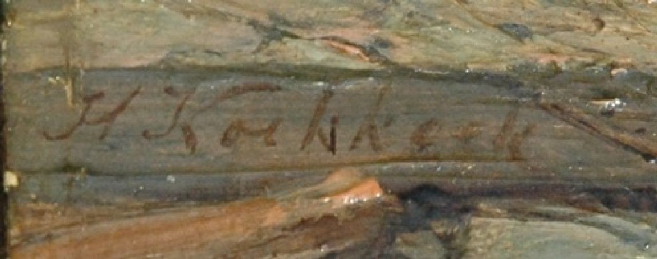 Hermanus Koekkoek signaturen Het binnenhalen van de vissersboot