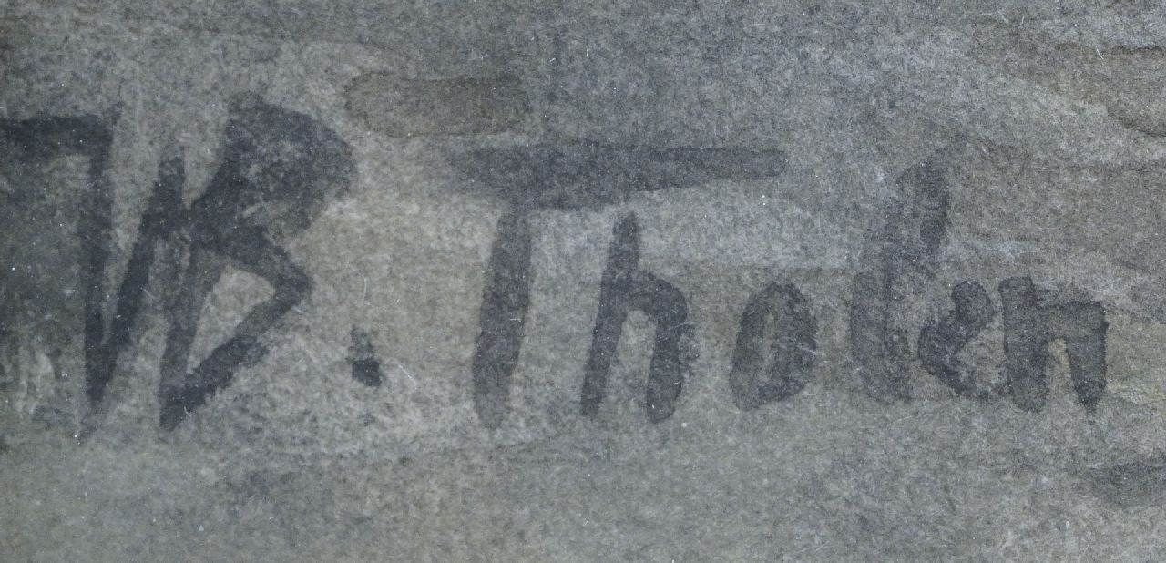 Willem Bastiaan Tholen signaturen Vissers en bomschuiten op het strand van Scheveningen