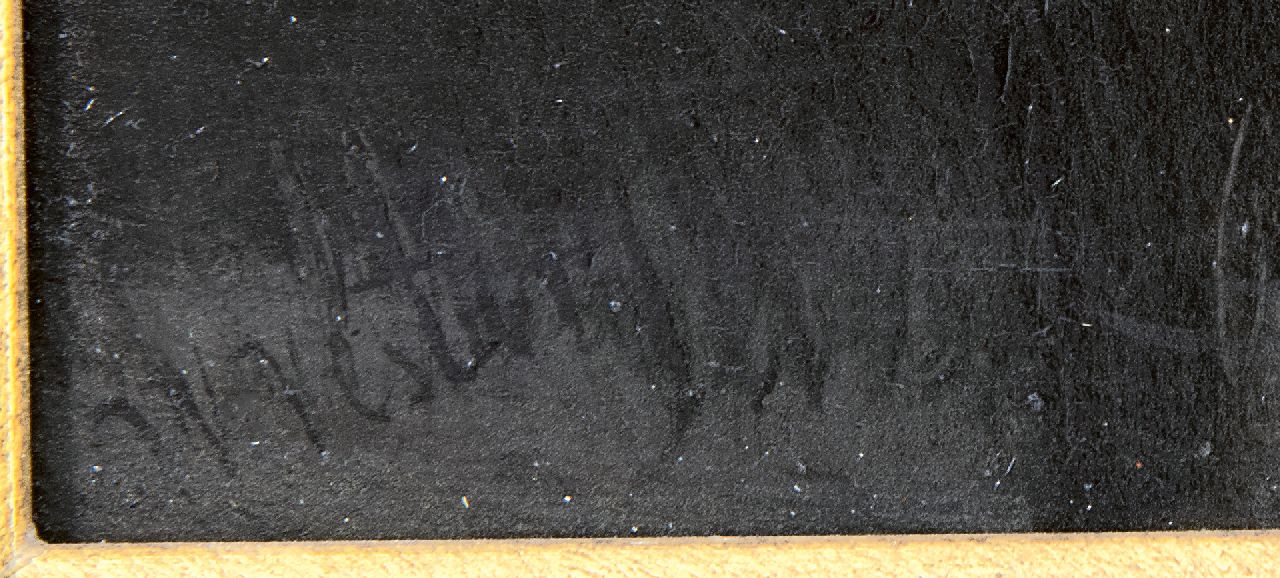 Willem Vester signaturen Rivierlandschap met molen bij maanlicht