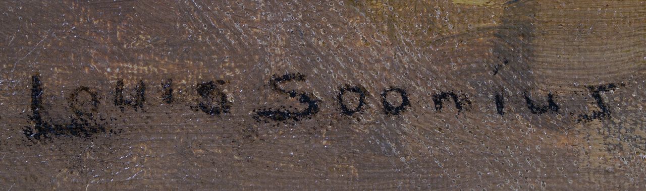 Louis Soonius signaturen Vrouw met snoep- en fruitkar