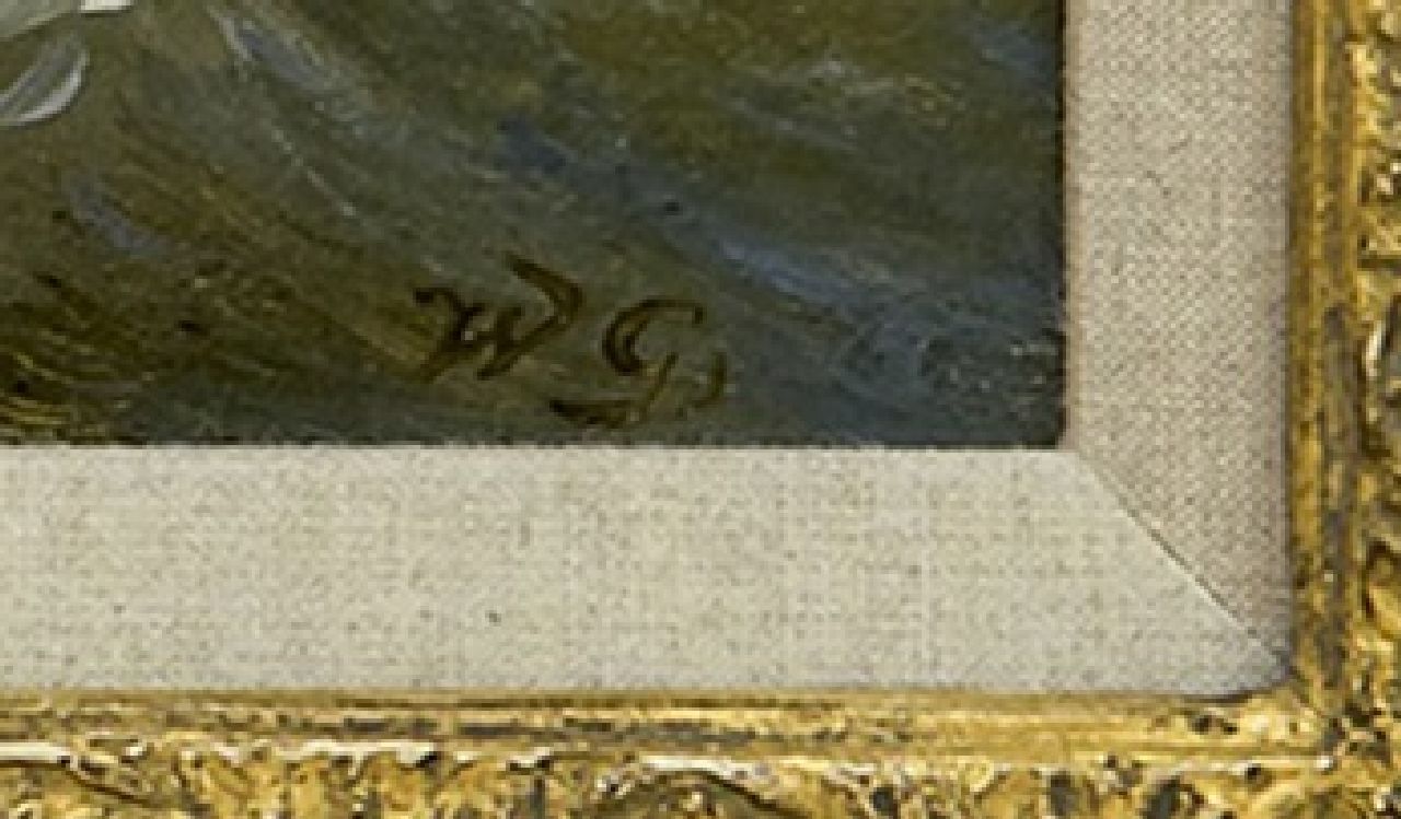 Willem Gruijter jr. signaturen Zeilschepen op woelig water
