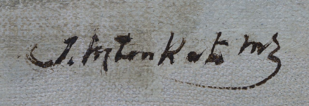 Johannes Marius ten Kate signaturen Visafslag op het strand van Scheveningen