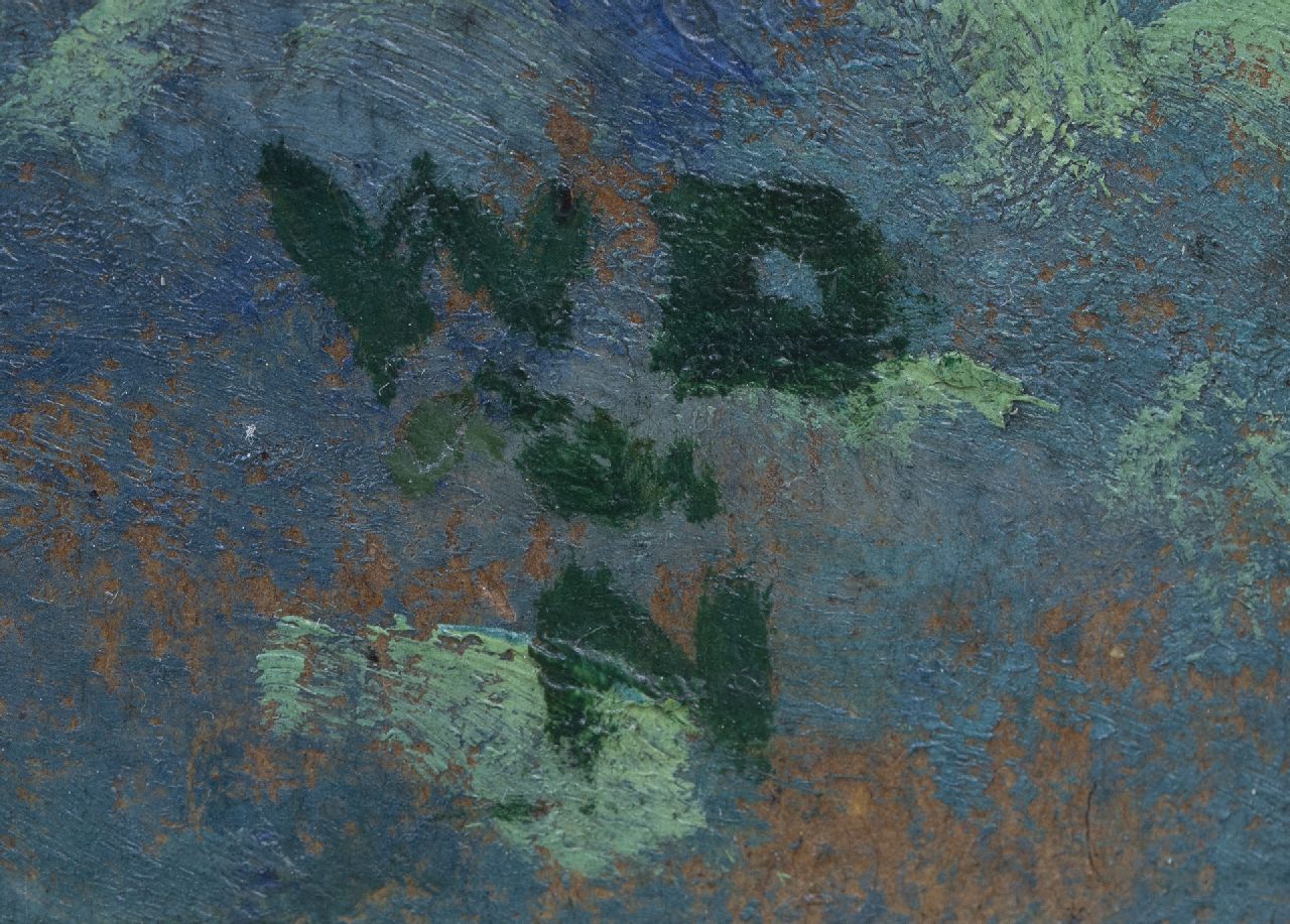 William Degouve de Nuncques signaturen Gezicht op een parkvijver