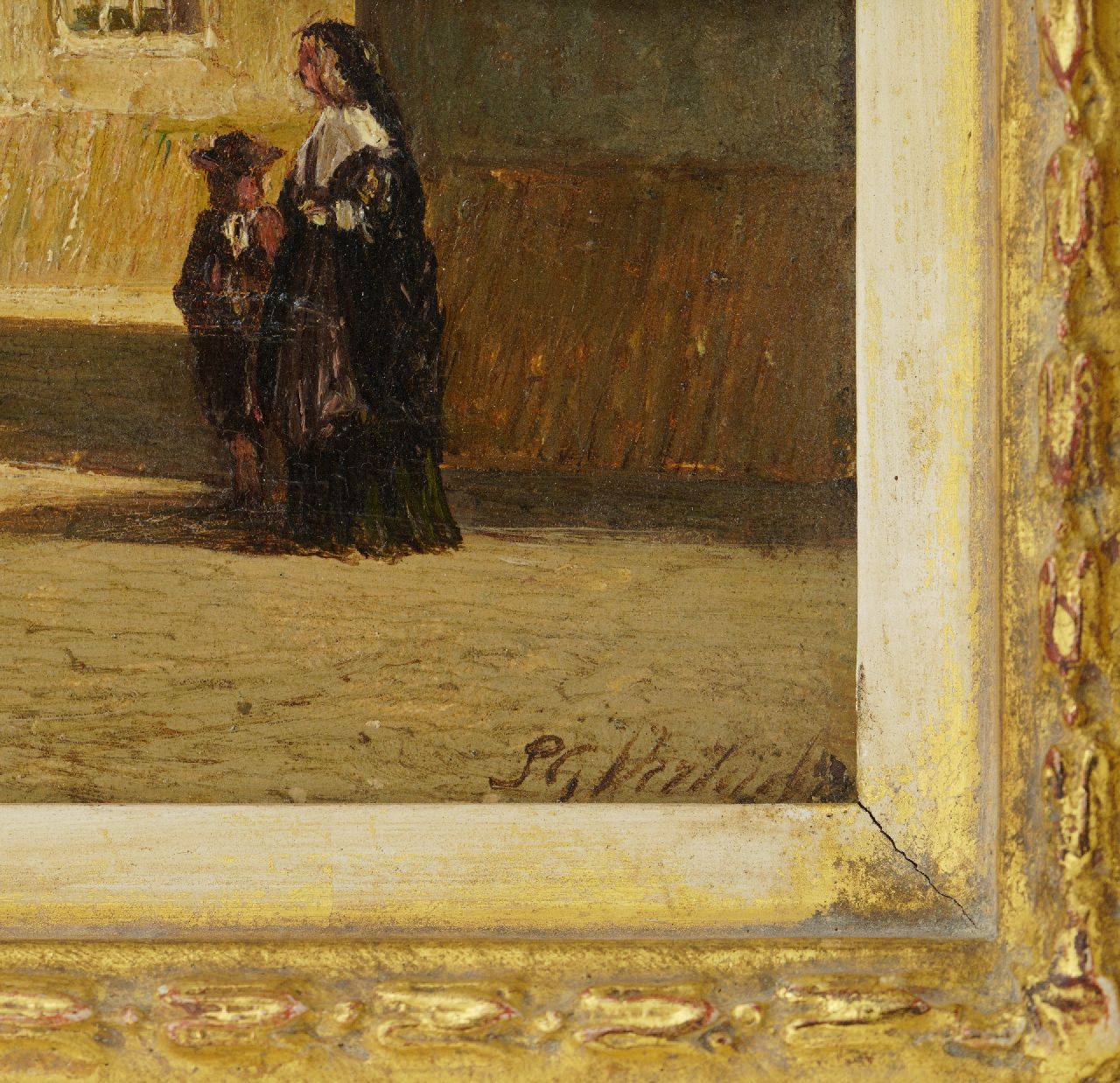 Petrus Gerardus Vertin signaturen Gezicht op de Waalse kerk Haarlem