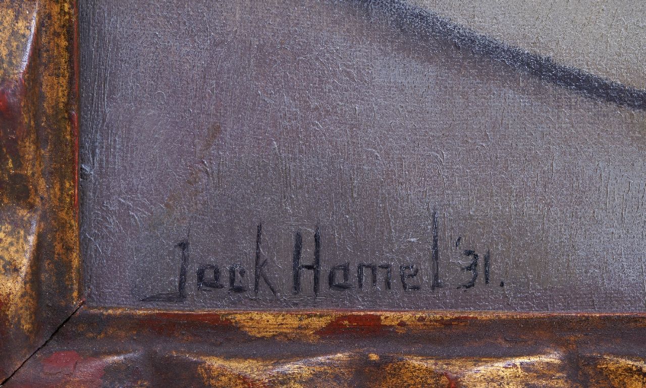 Jack Hamel signaturen Het Damrak in Amsterdam met zicht op de St.-Nicolaaskerk
