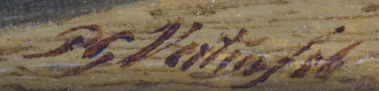 Petrus Gerardus Vertin signaturen Gezicht op het Zakkendragershuisje en het Achterwater te Delfshaven, Rotterdam