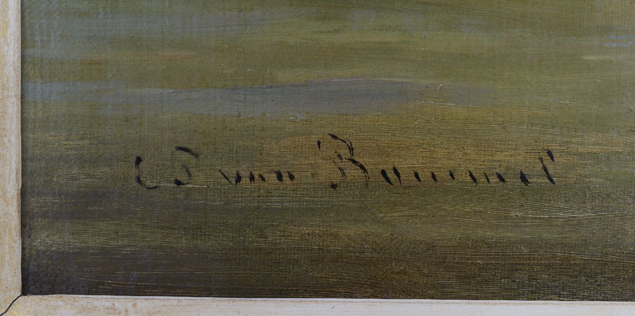 Elias Pieter van Bommel signaturen Fantasiegezicht op Amsterdam met de Schreierstoren