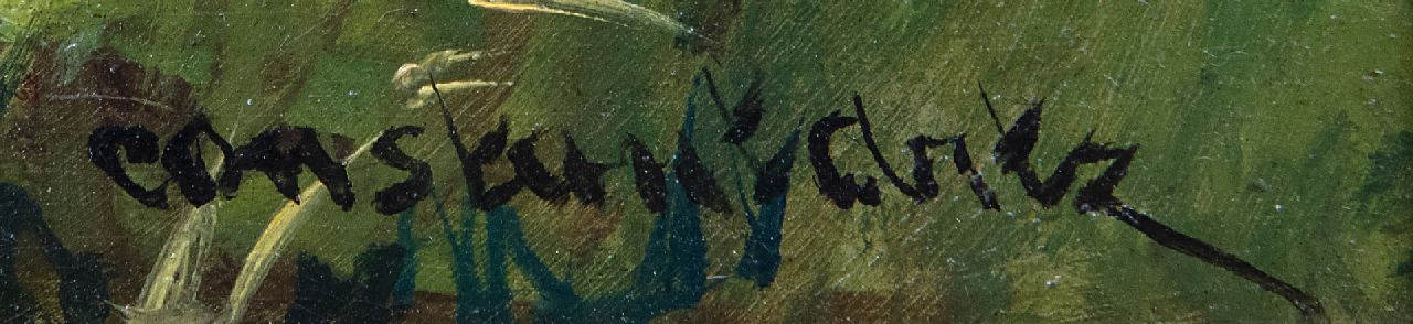 Constant Artz signaturen Eenden met kuikens op een oever