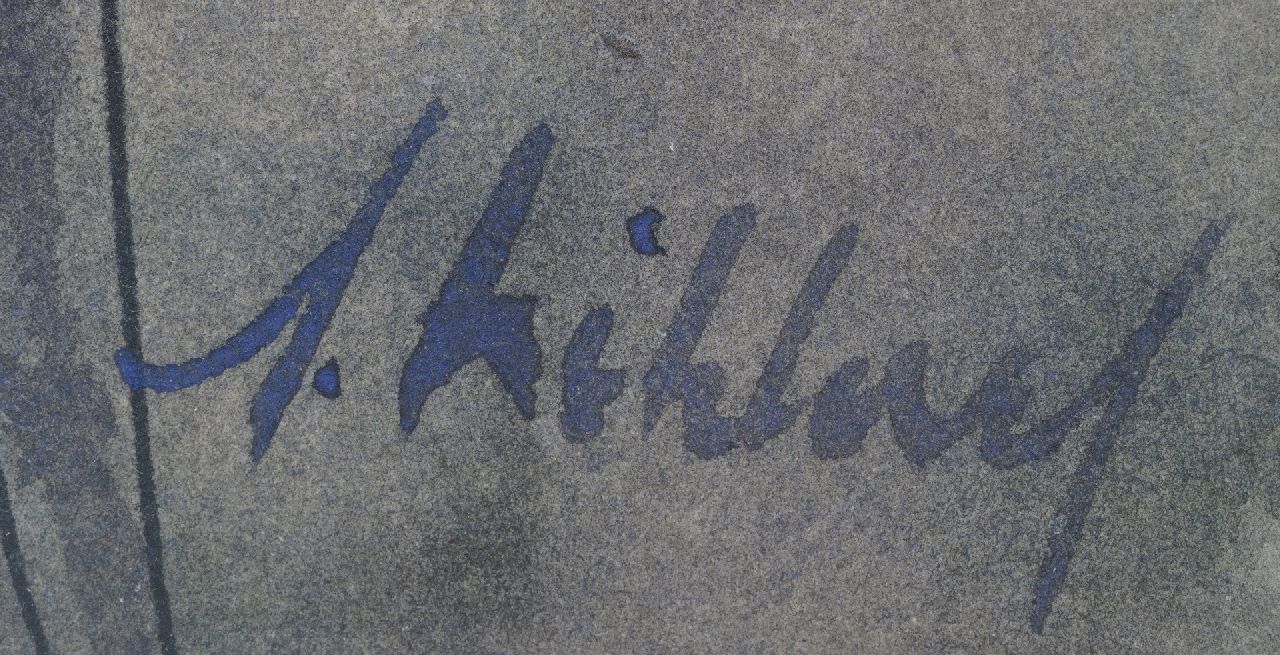 Ad Kikkert signaturen Schaakspelers in café Pardoel, Rotterdam