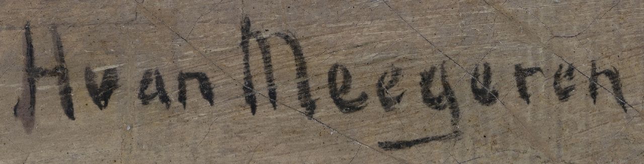 Han van Meegeren signaturen Zomerse dag op het strand bij Scheveningen