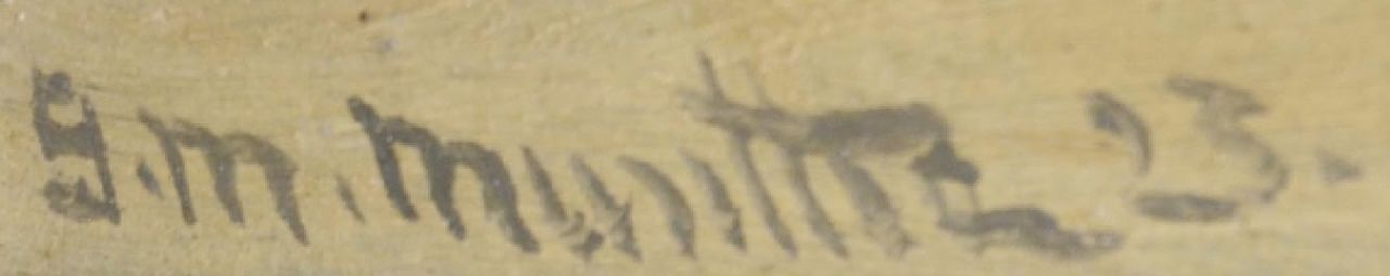 Morgenstjerne Munthe signaturen Bomschuiten op het strand