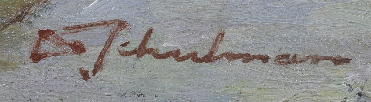 David Schulman signaturen Boerenpaar in de sneeuw, Blaricum