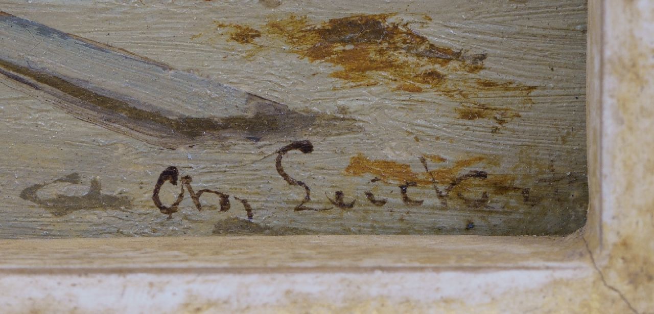 Charles Leickert signaturen Visafslag op het strand van Scheveningen