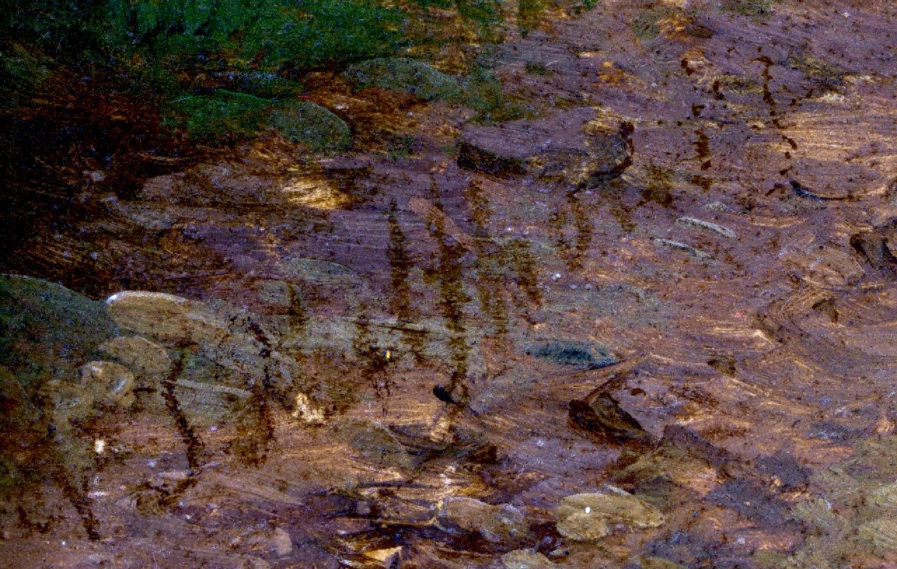Andreas Schelfhout signaturen Heuvelachtig rivierlandschap met burchtruïne