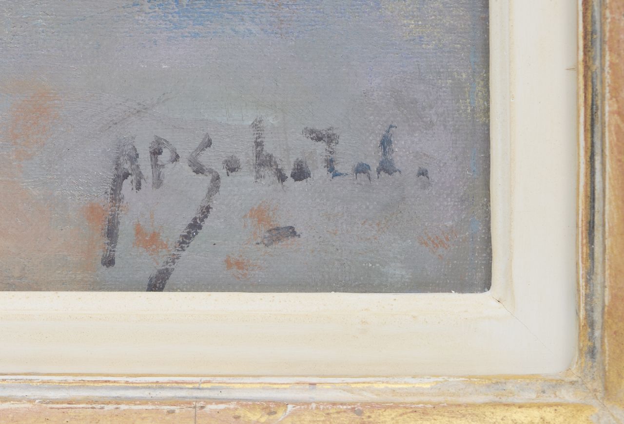 A.P. Schotel signaturen Het Leidseplein, Amsterdam, gezien vanuit 'Extase'