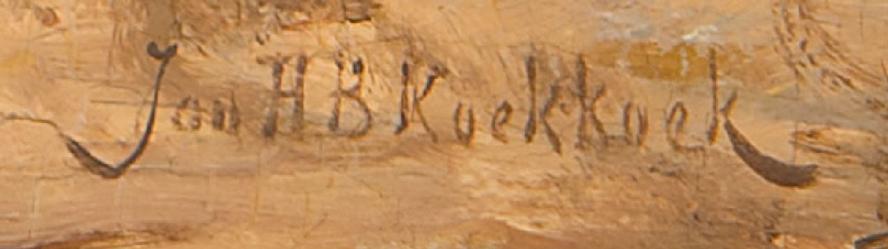 Jan H.B. Koekkoek signaturen Rustende vissersfamilie op het strand van Scheveningen