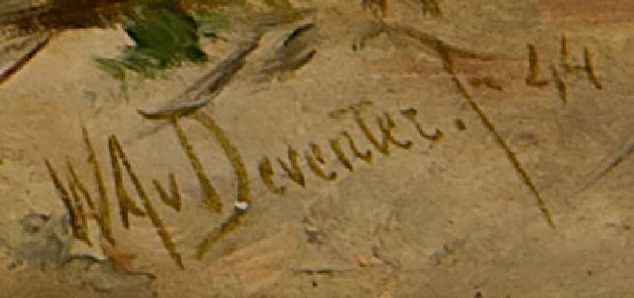 Willem van Deventer signaturen Schipbreuk op het strand van Katwijk