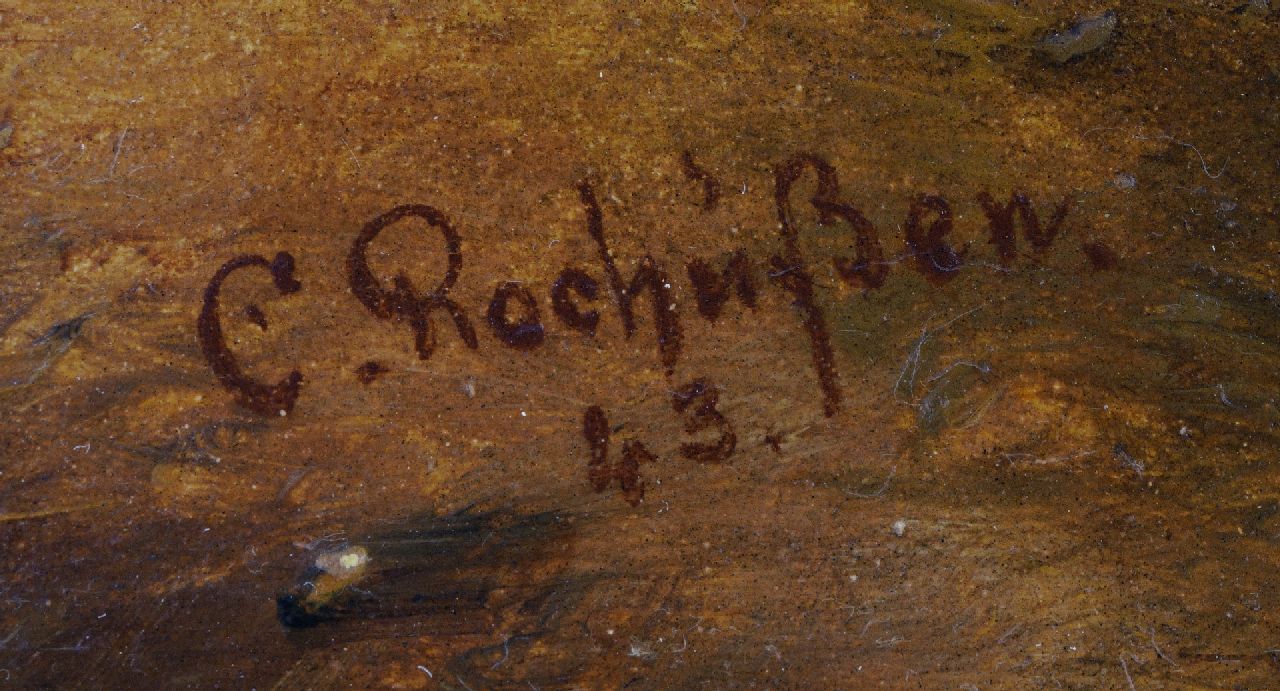 Charles Rochussen signaturen Rustende reizigers bij een herberg (pendant)