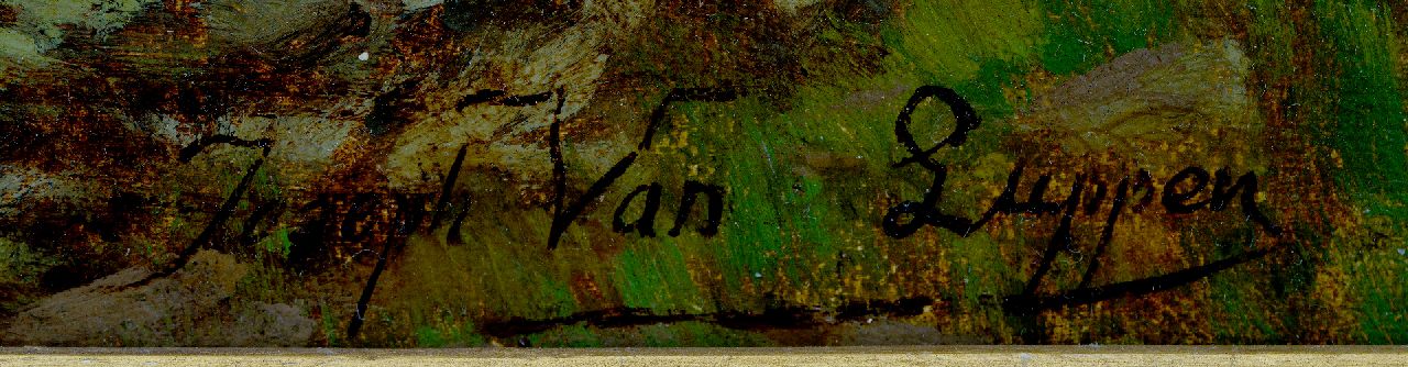 Joseph van Luppen signaturen Arcadisch landschap met herderspaar