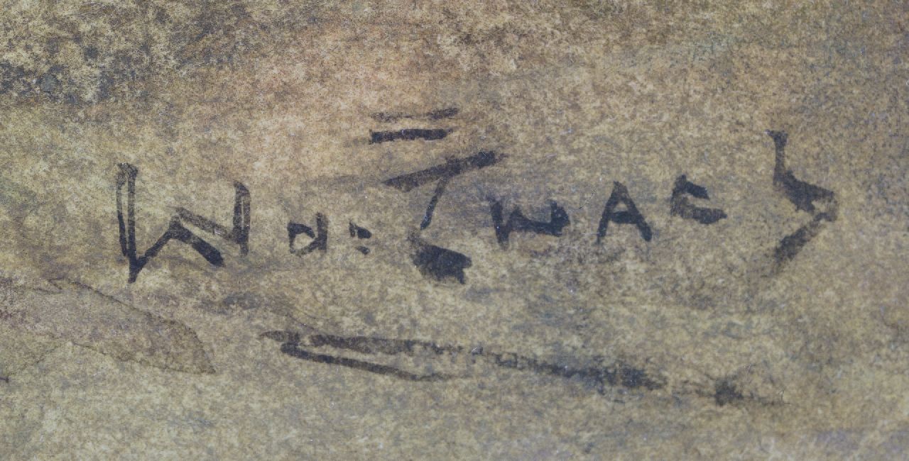 Willem de Zwart signaturen Koeien voeren op de deel