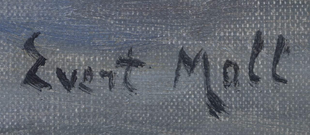 Evert Moll signaturen Scheepvaart onder hoge wolkenlucht