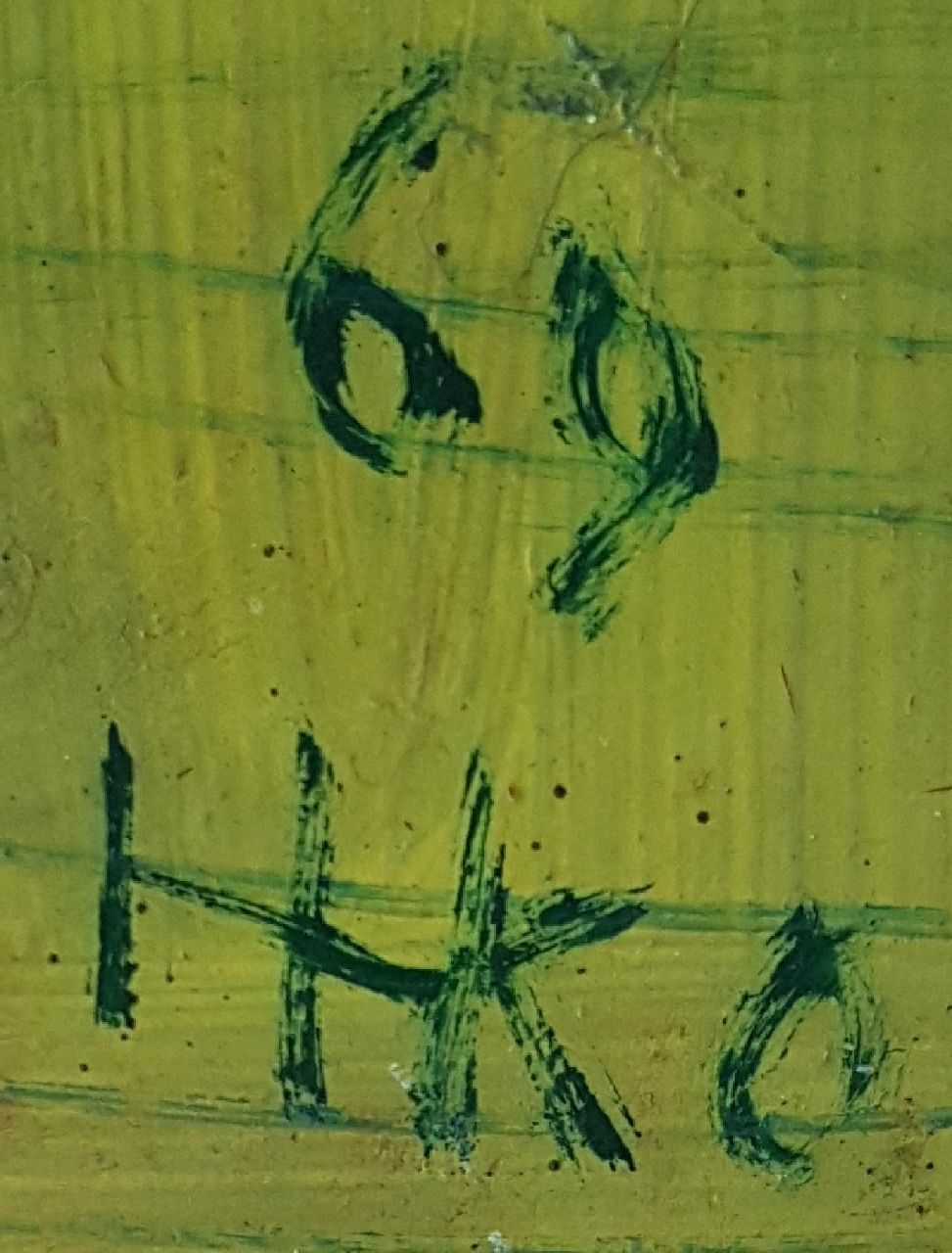 Harm Kamerlingh Onnes signaturen Kinderschilderij op schutting