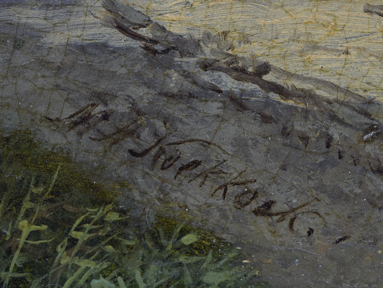 Marinus Adrianus Koekkoek I signaturen Reizigers en vee langs de bosrand