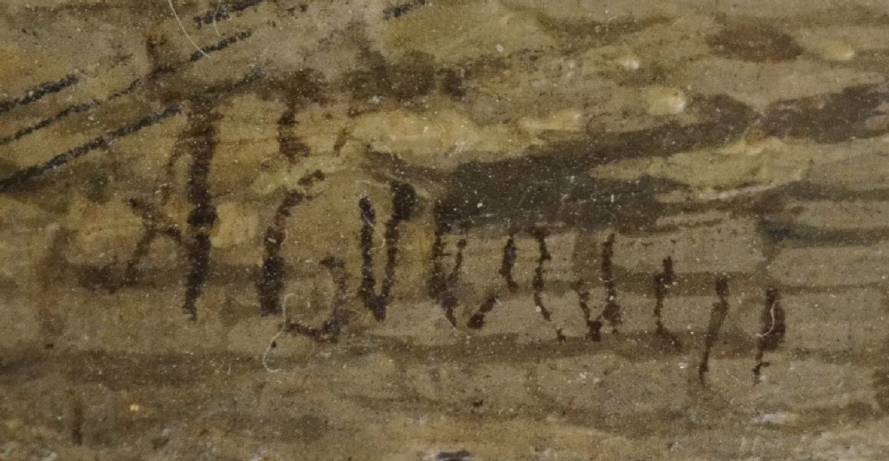 Adrianus Eversen signaturen De zuidingang van de Waalse Kerk, Haarlem
