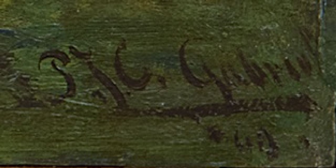 Constan Gabriel signaturen Landschap met ophaalbrug op een buiige dag