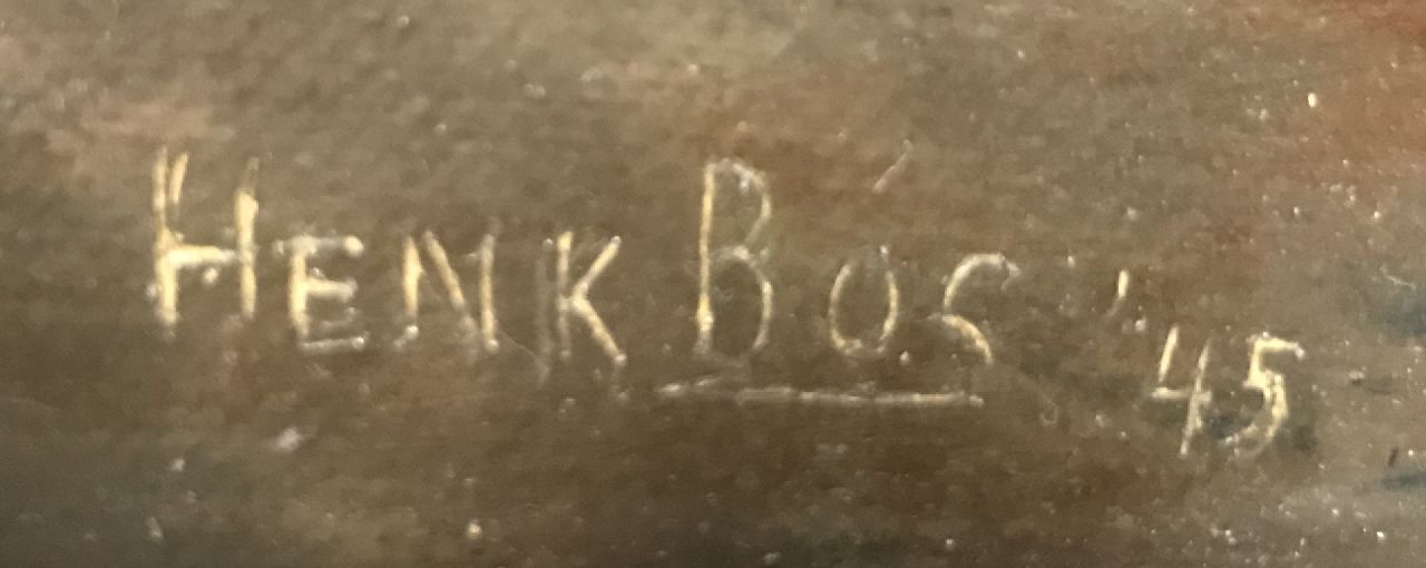 Henk Bos signaturen Stilleven met tin en aardewerk