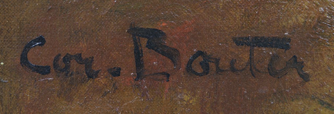 Cor Bouter signaturen Interieur met moeder en kinderen aan de maaltijd