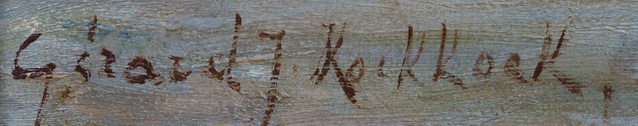 Gerard Koekkoek signaturen Bomschuiten op het strand van Katwijk