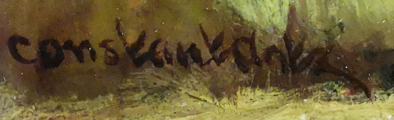 Constant Artz signaturen Eend met kuikens op de slootoever