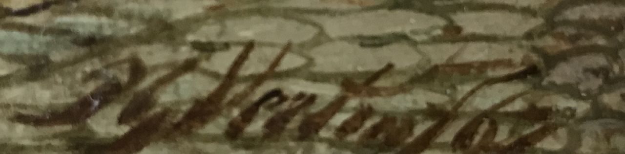Petrus Gerardus Vertin signaturen Zonnig Hollands straatje met figuren bij een poortje