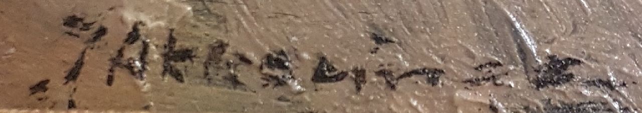 Johannes Evert Akkeringa signaturen Spelende kinderen op het strand van Scheveningen