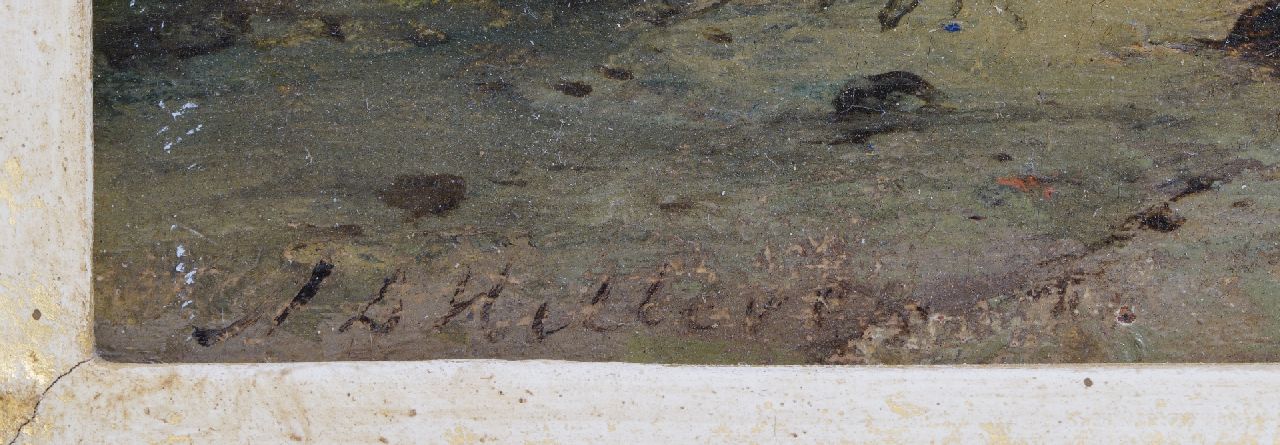 Adrianus David Hilleveld signaturen Landschap met landvolk en opgetaste hooiwagen