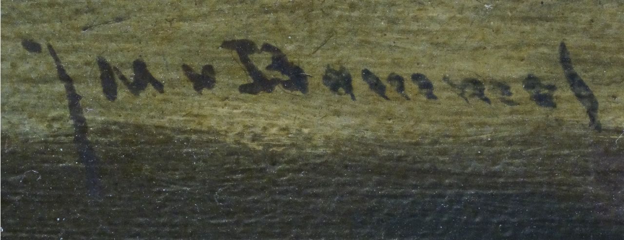 Jacobus Marinus van Bommel signaturen Rode en witte geranium in groen vaasje