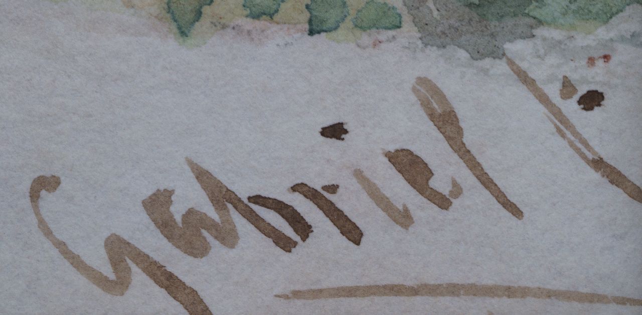 Constan Gabriel signaturen Gezicht op de Proosdijer Molen aan de Winkel