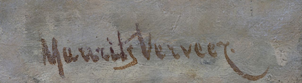 Maurits Verveer signaturen Vissersvrouwen bij pinken langs de vloedlijn