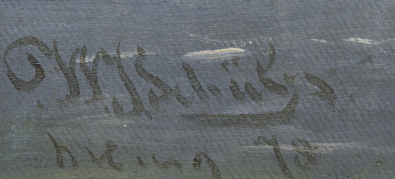 Willem Johannes Schütz signaturen Afgemeerde platbodems bij kalm weer (alleen samen met pendant van 11254)