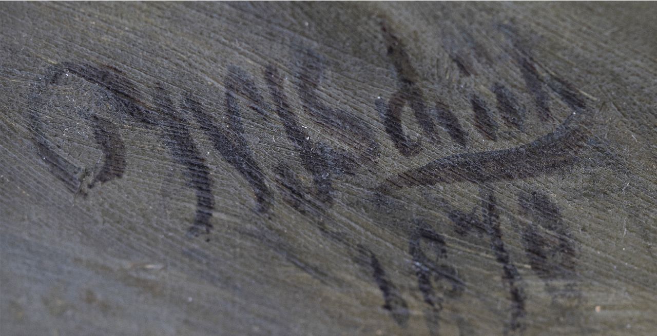 Willem Johannes Schütz signaturen Laverende Zeeuwse hoogaars (alleen samen met pendant van 11253)